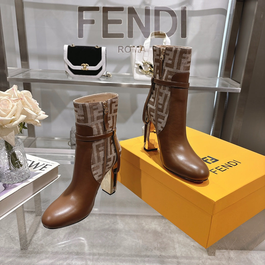 FD Round toe leather Delfina boots 1824111503
