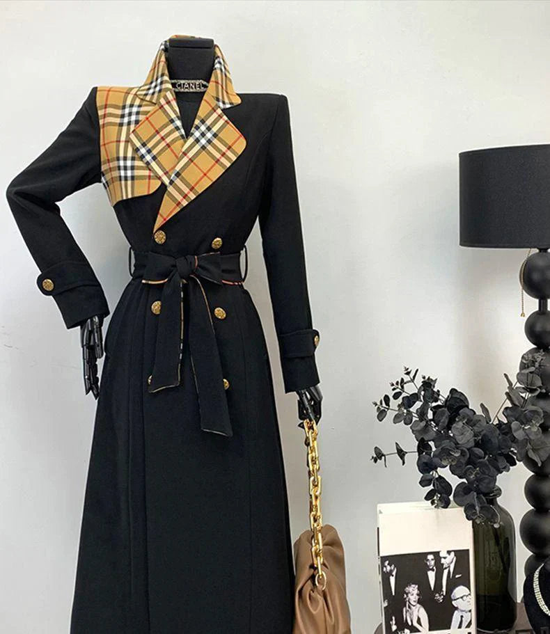 New Fashion Long Patchwork Coat Windbreaker 1024031213