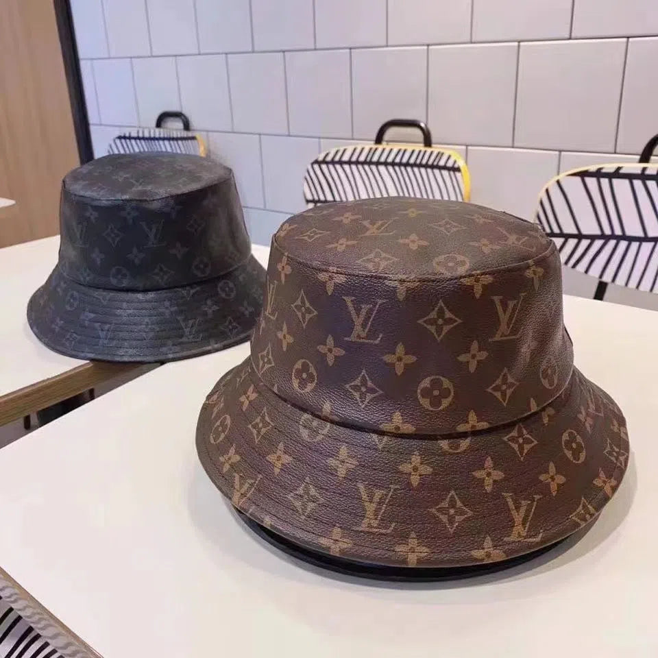 New leather classic fisherman hat British retro Korean fashion all-match basin hat for men and women with the same style big head circumference