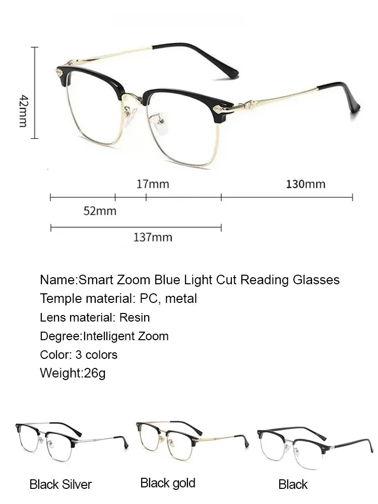 🔥【No eye tests needed, auto-adjusts. Revolutionize Your Vision Today!】Auto-focus blue light blocking reading glasses