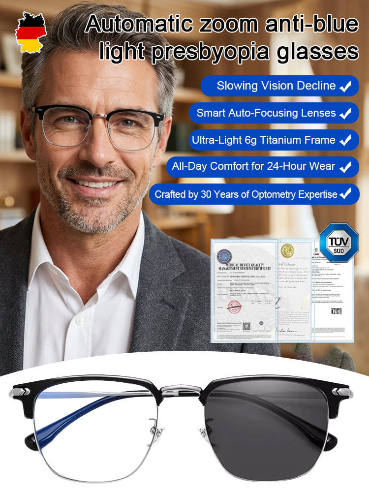 🔥【No eye tests needed, auto-adjusts. Revolutionize Your Vision Today!】Auto-focus blue light blocking reading glasses