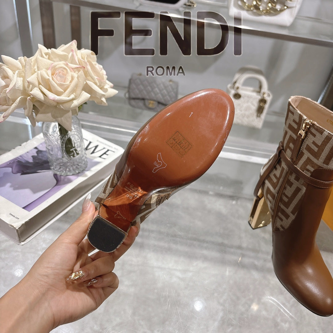 FD Round toe leather Delfina boots 1824111503