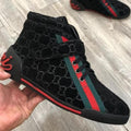 Men's Black handmade canvas high-top shoes (hot sale)