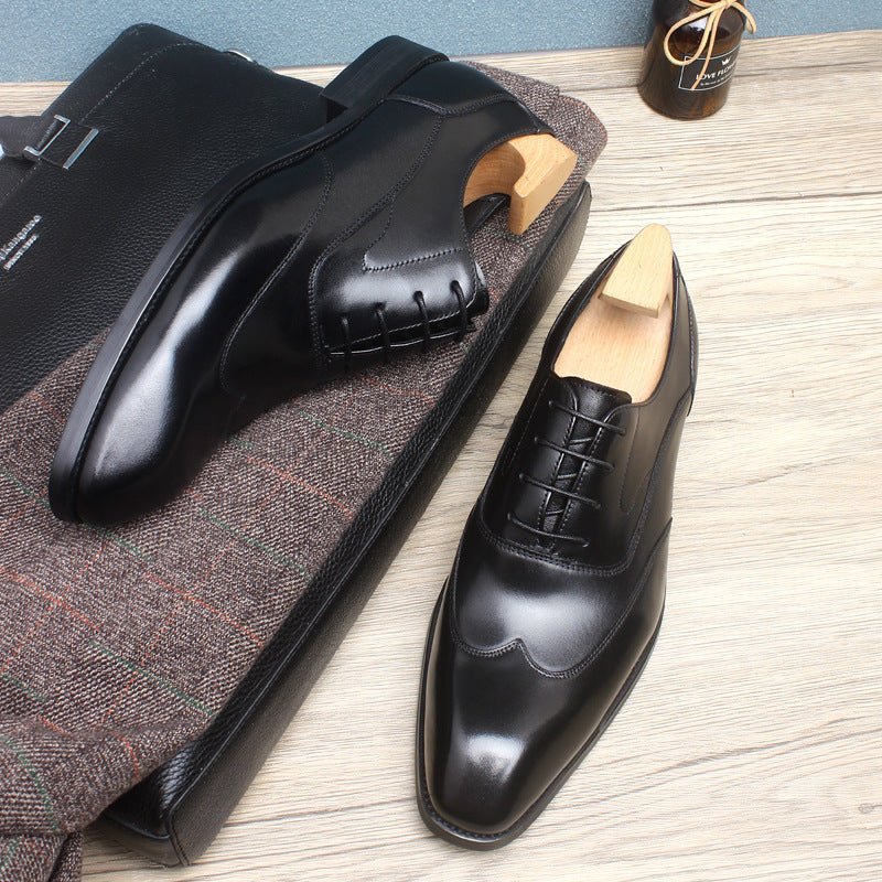 New top layer cowhide business leather shoes handmade single shoes wedding shoes
