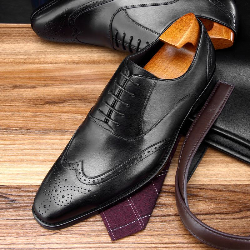 brogue engraved men's british leather shoes